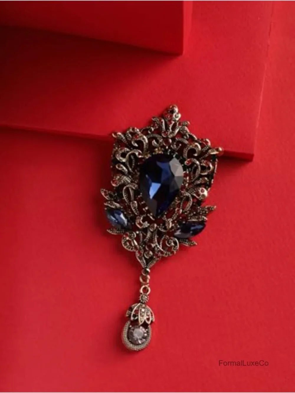 Large Cameo Brooch Pin Alloy Gold Tone Multicolor Crystal Bridal Jewelry